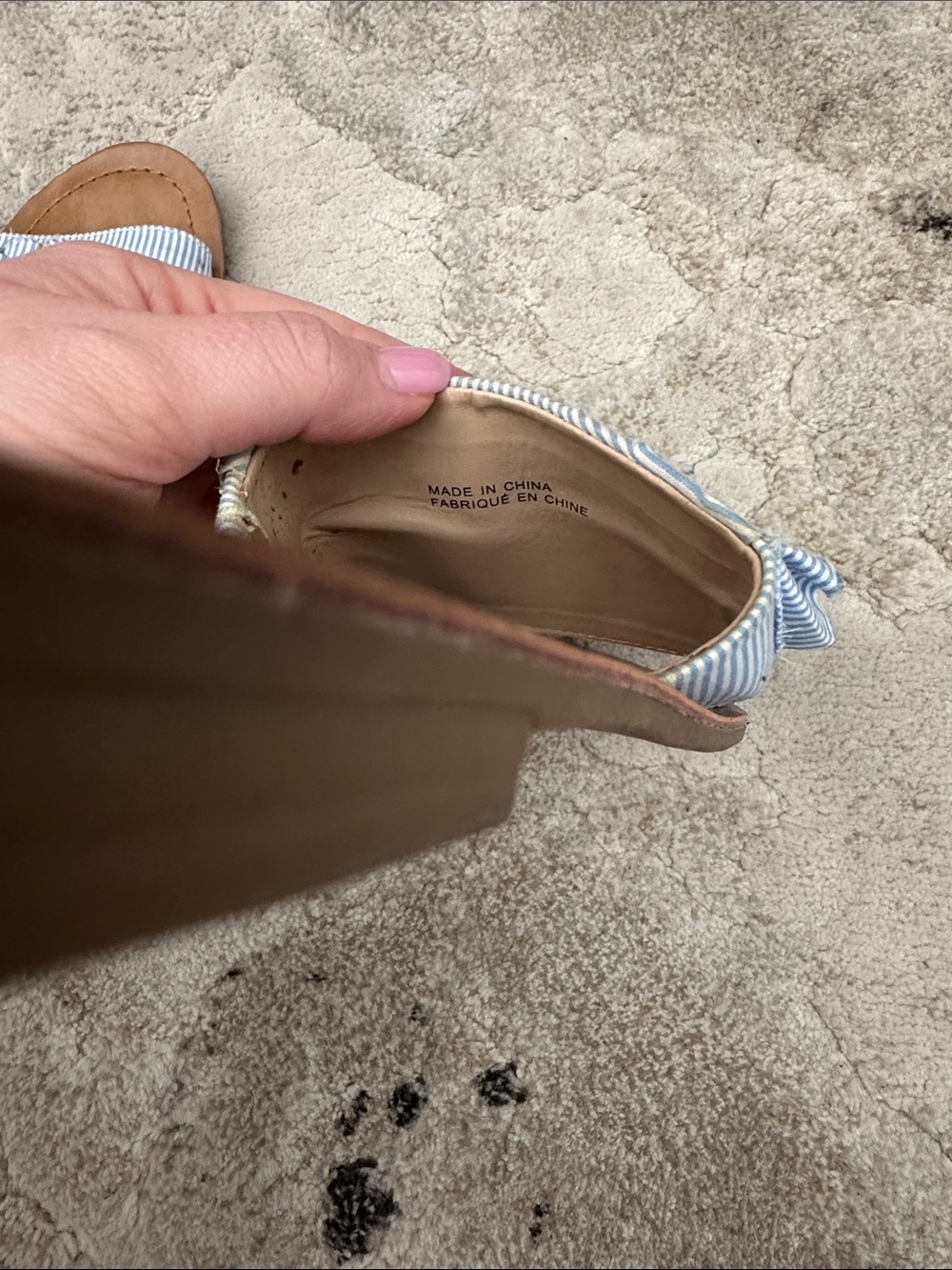 Joe Fresh Blue Striped Ruffle Slide Sandals - Picture 10 of 11